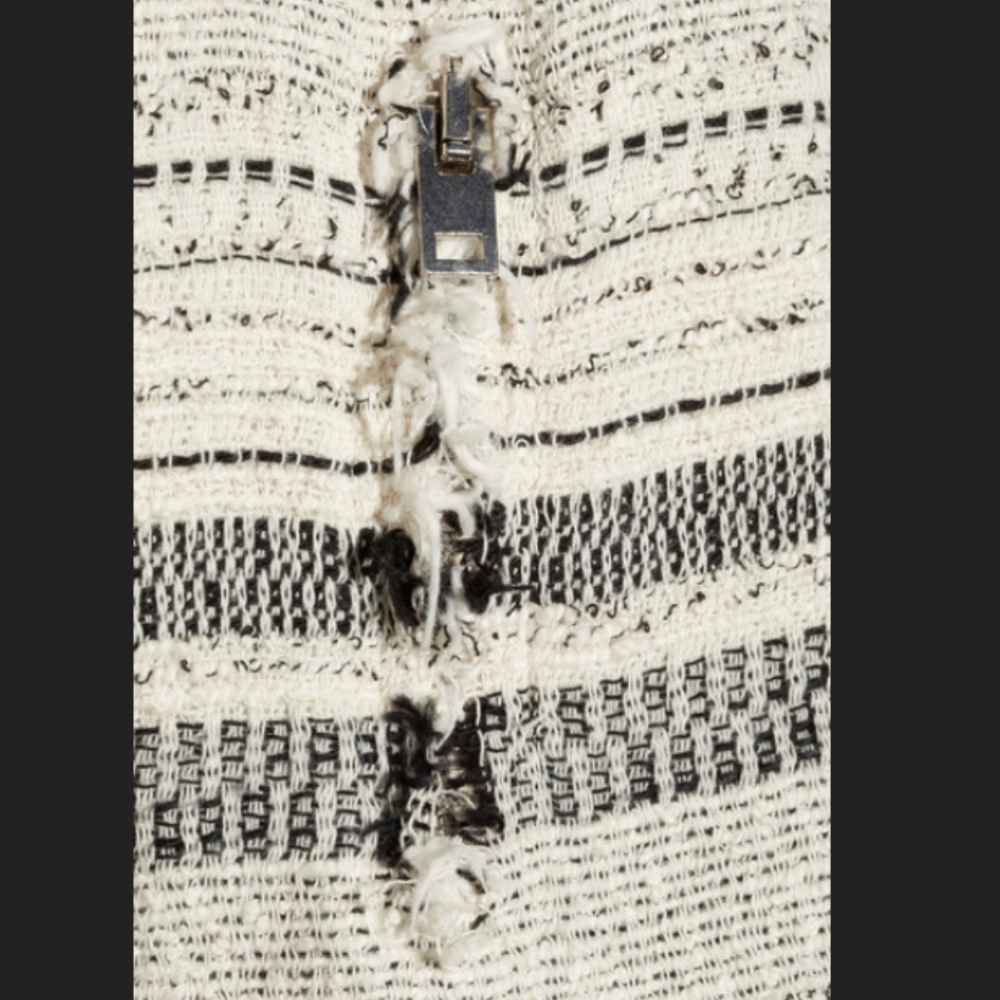 IRO Lizzie White Stripe Tweed Frayed Jacket sz 3 - Picture 7 of 11